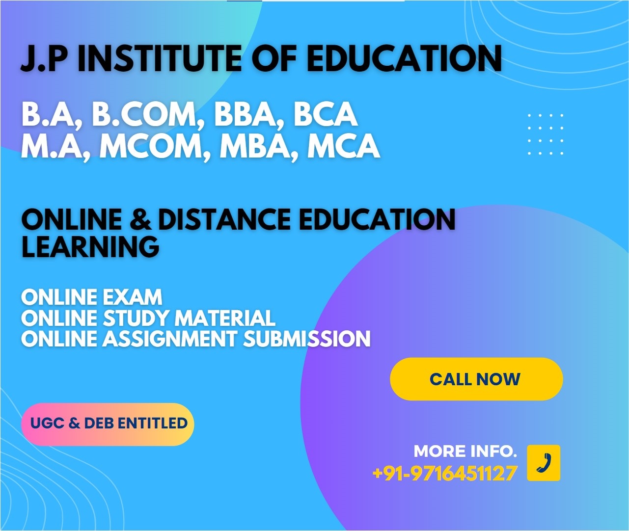 B.A, BCA, BBA, MBA, PG & UG Distance Learning Courses